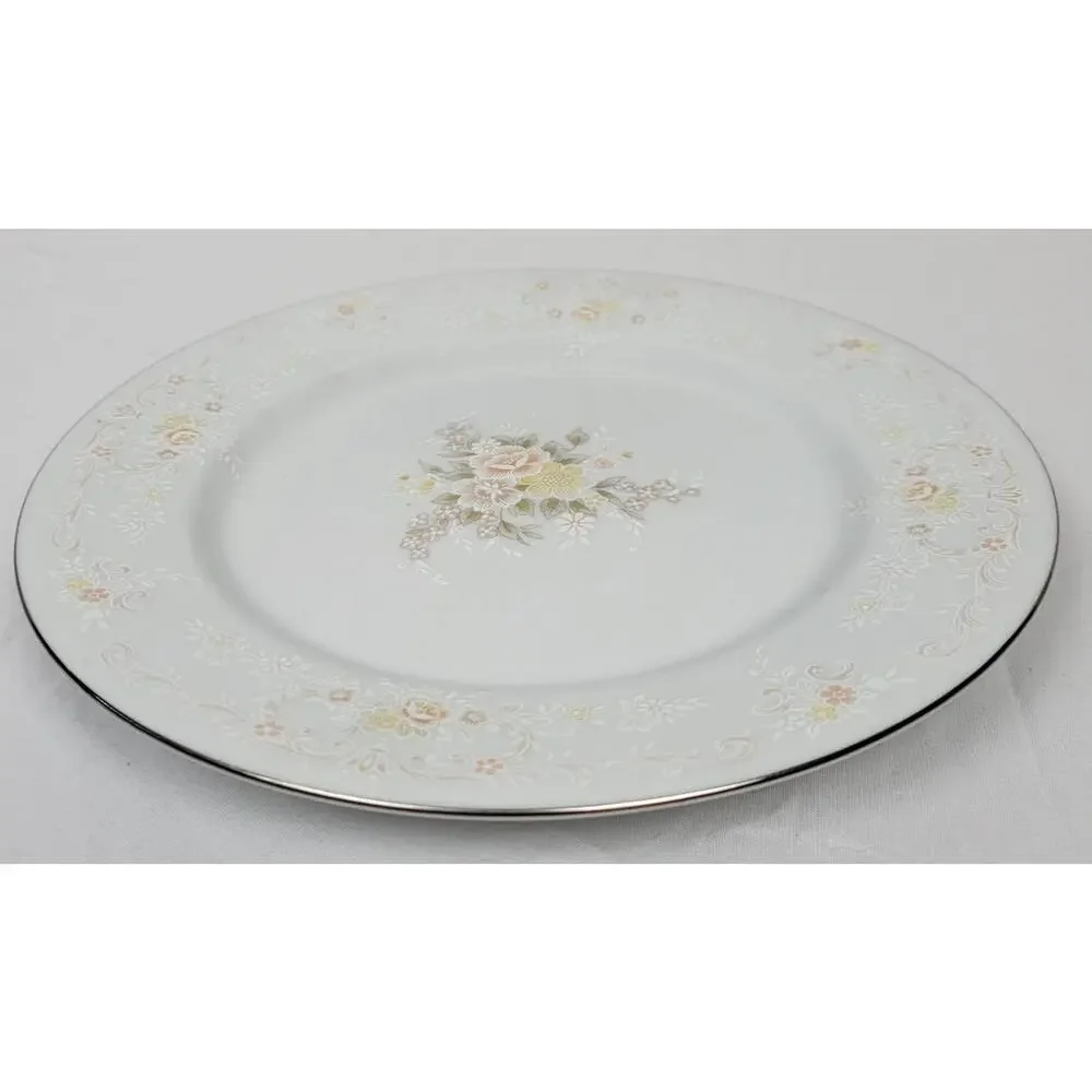 Crescent Fine China Jie Pai Dessert Plate Painted Golden Flowers and Accents